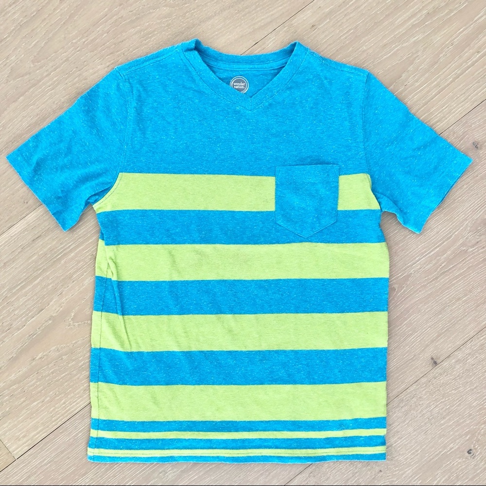 ⭐️Wonder Nation⭐️Tee T-Shirt Blue Green Shirt Short Sleeve Top Kids Youth sz 8